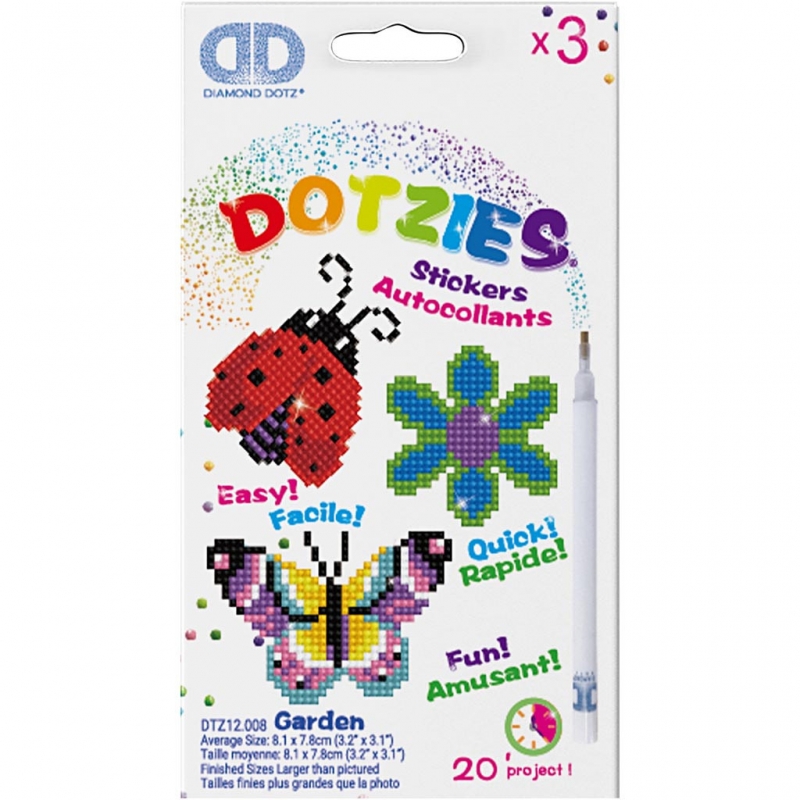 Diamond painting dotz kit stickers voorjaar 6.7x8.3cm - set 3 projectjes