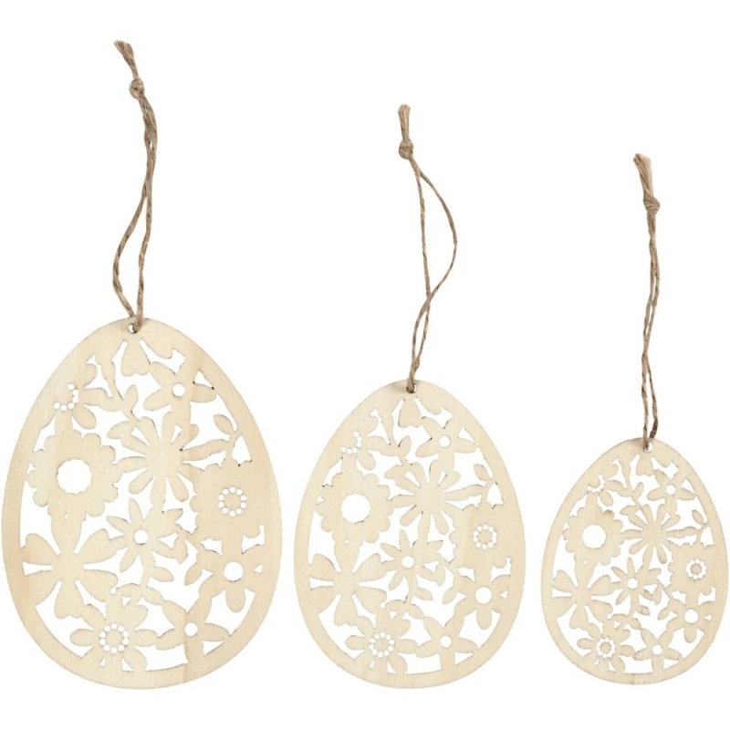 Paas hangertjes eieren 8+10+12cm - 3 stuks