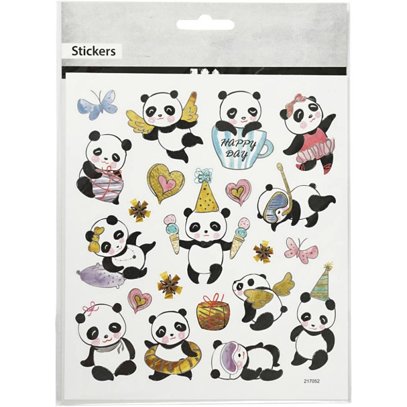 Kaartstickers panda folie 21 stuks