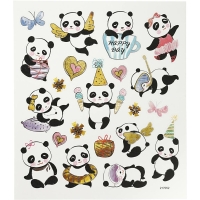 Kaartstickers panda folie 21 stuks