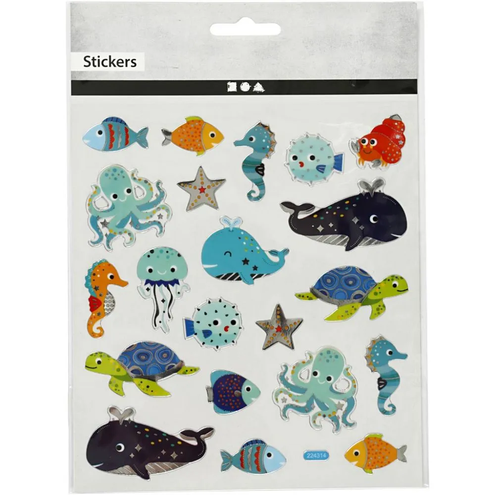Stickers zee dieren folie details 15x16,5cm - 1 vel