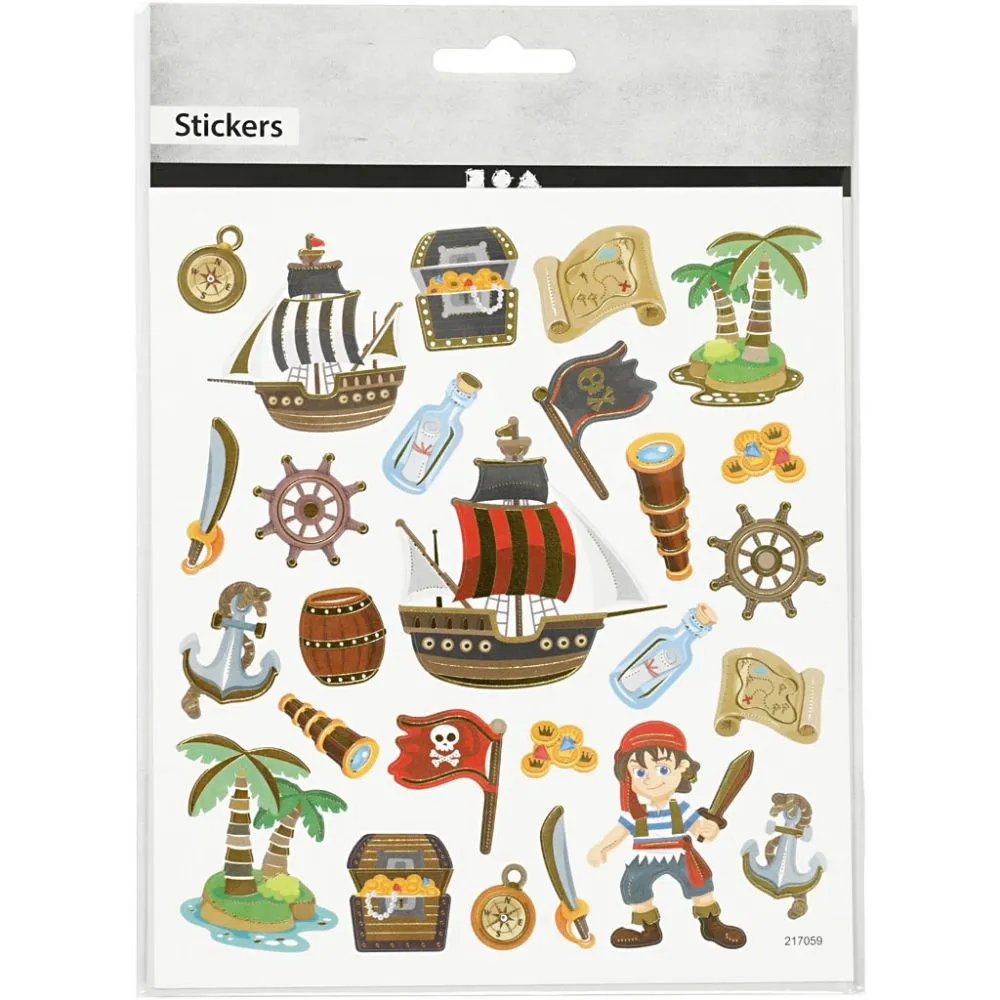 Stickers piraten folie details 15x16,5cm - 1 vel