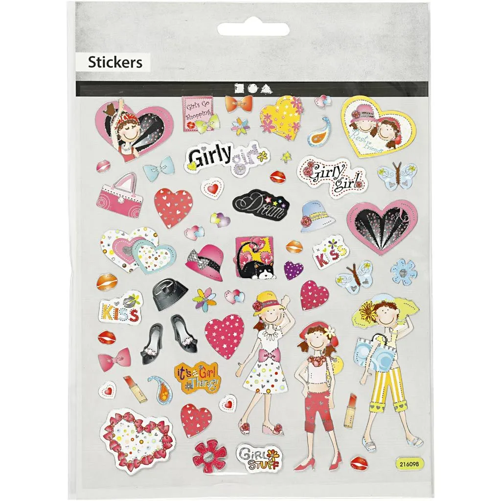 Stickers meisjes dingen folie details 15x16,5cm - 1 vel
