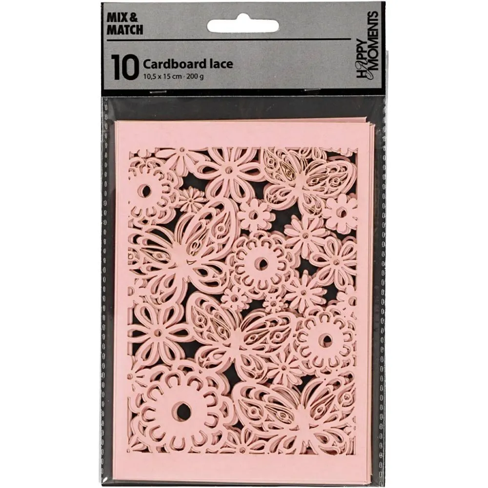 Gestanst karton vlinder patroon roze 10,5x15cm - 10 stuks