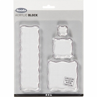 Stempelblokken basis voor acryl stempels - set 4-delig