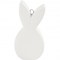 Porseleinen hangers konijnen kopjes plat 7,2x 3,6cm wit - 12 stuks