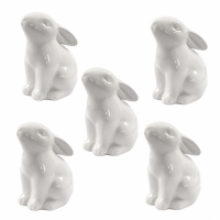 Porseleinen konijntjes haasjes wit 9x5,5cm - 12 stuks