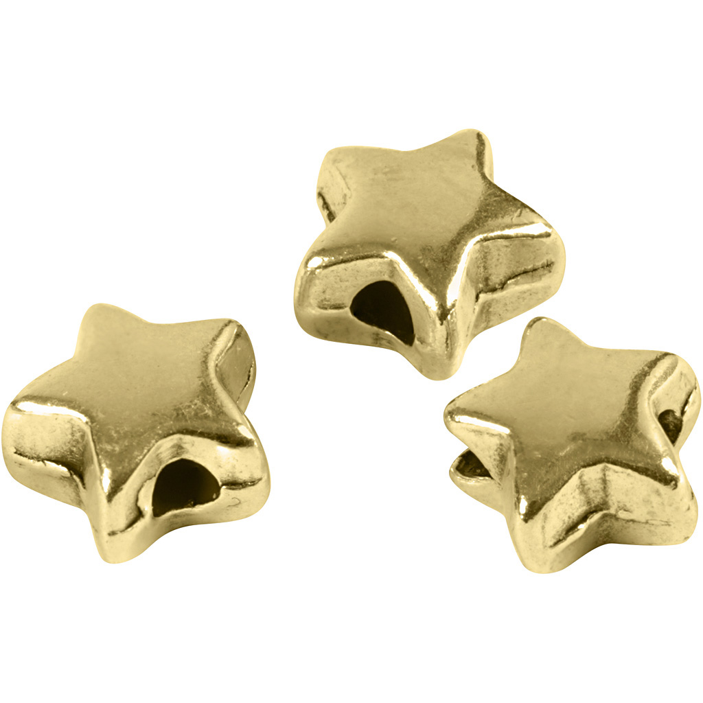 Metalen Kralen ster goud 5,5x5,5mm 3 stuks