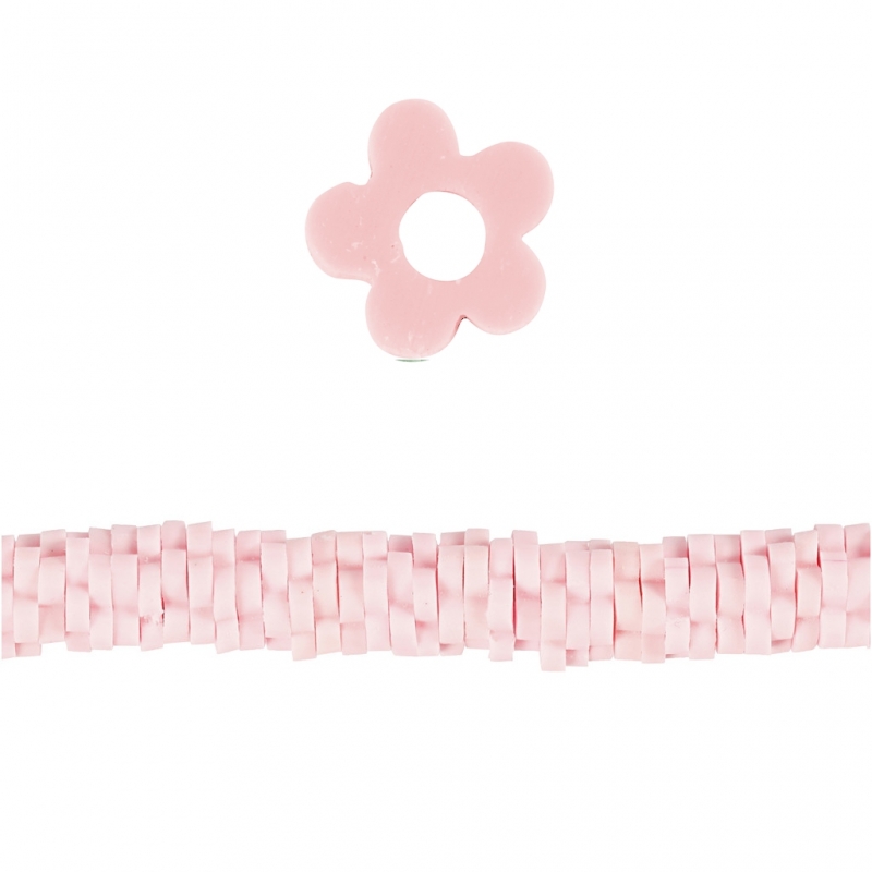 Klei kralen bloem roze 5-6mm - 145 stuks
