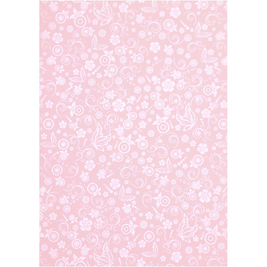 Glanzend papier roze zilver print vlinders 80gr A4 - 20 vel