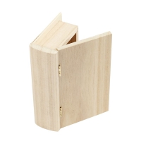 Blank houten klep doosje boek vorm 14x9cm - 1 stuk