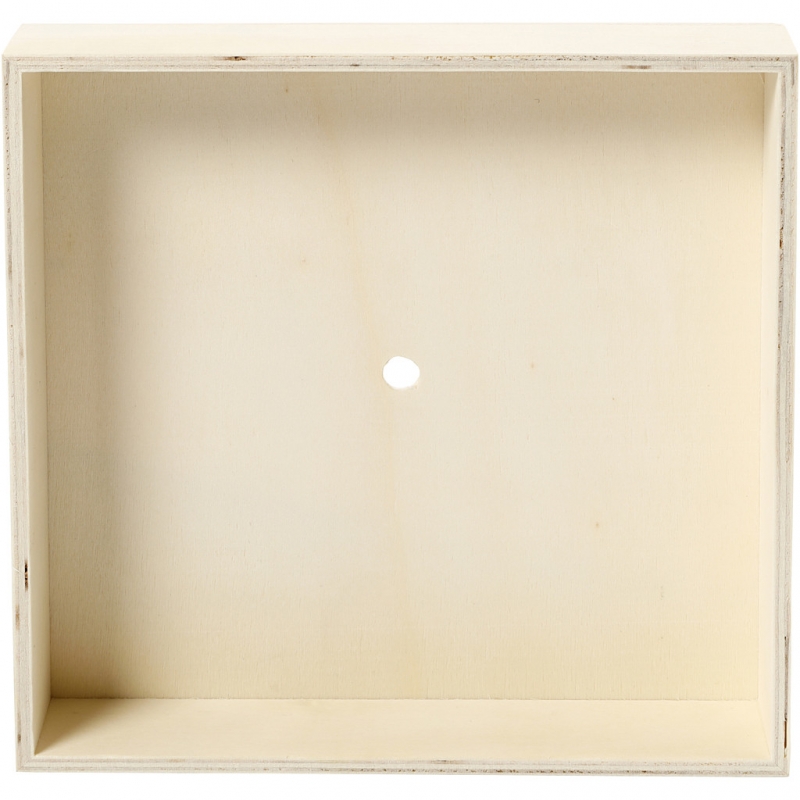 Houten basis box voor klok uurwerk 19x19x3cm - 1 stuk