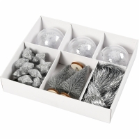 Kerst decoratie pakket wit zilver boompjes ballen