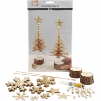 Knutselpakket kerstboompjes leerpapier natuur goud - 1 set