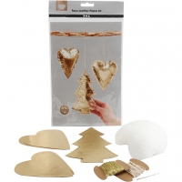 knutselpakket leerpapier kerst ornamenten naaien goud - 1 set