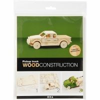 Knutselpakket constructie figuur Pickup truck 3D Puzzel 18.5cm - 1 set