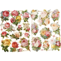 Vintage rozen plaatjes 2 vellen 16,5x23,5 cm