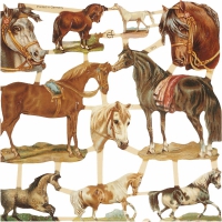 Vintage paarden plaatjes 2 vellen 16,5x23,5 cm
