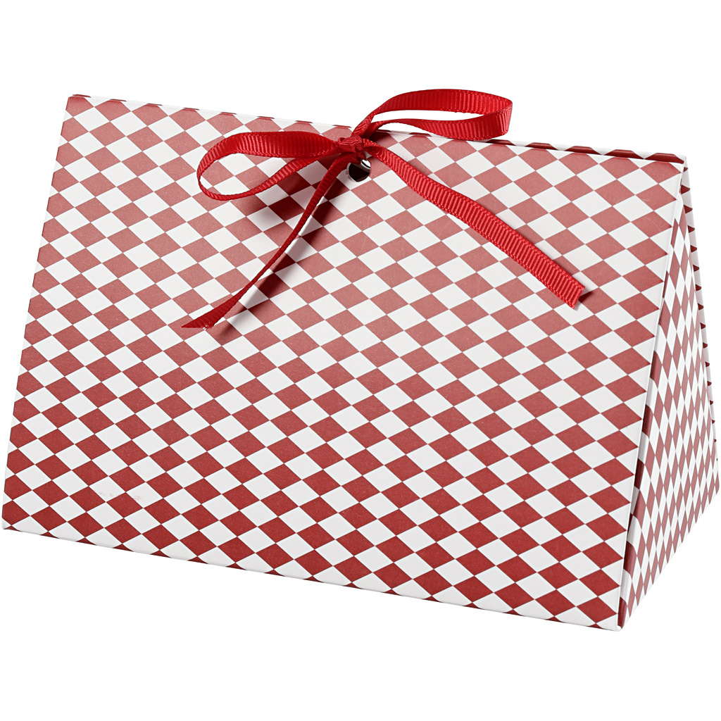 Cadeau doosjes ruit rood wit 15x7x8cm - 3 stuks