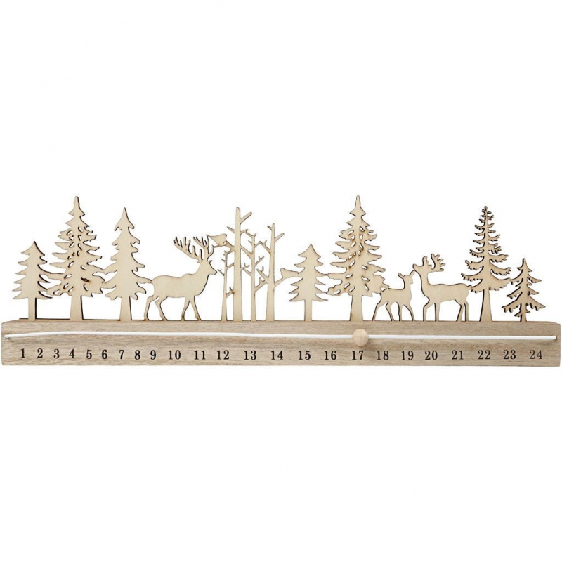 DIY blank houten Advents Kalender rendieren 40x3,6x12 cm - 1 stuk