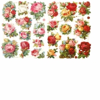 Vintage plaatjes rozen bloemen 2 x vel 16,5x23,5 cm