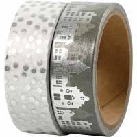 Washi masking tape kerst huisjes 15mm 2x4 meter