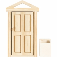 Miniaturen houten deur met lijst en brievenbus 18x10.5 cm