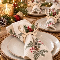 Houten Kerst servetringen gewei 8cm 4 stuks