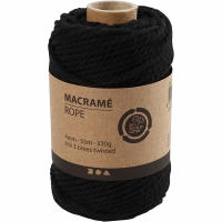 Macrame touw 4mm zwart 55 meter