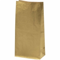 Papieren zakken met blokbodem goud 22x11cm | 100 stuks