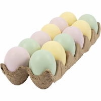 Kartonnen eierdoos met 12 pastel plastic eieren 6cm