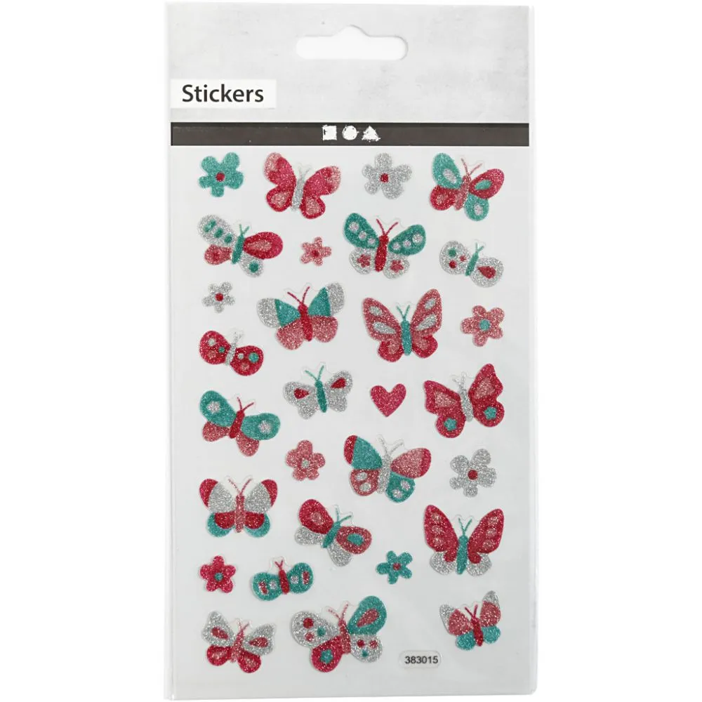 Stickers glitter vlinders 10x16 cm 1 vel