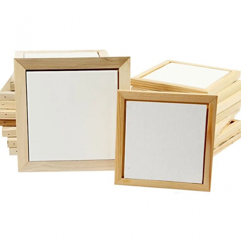 Blanco onderzetters tegels met houten lijst 15x15cm - 10 stuks