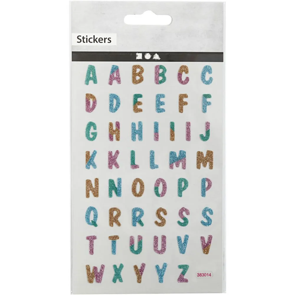 Glitter stickers alfabet letters - 1 vel 10x16cm