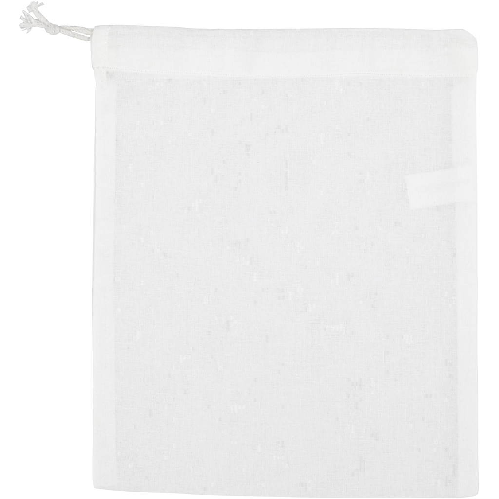 Katoenen zak wit linnen met koord 21x25cm - 1 stuk