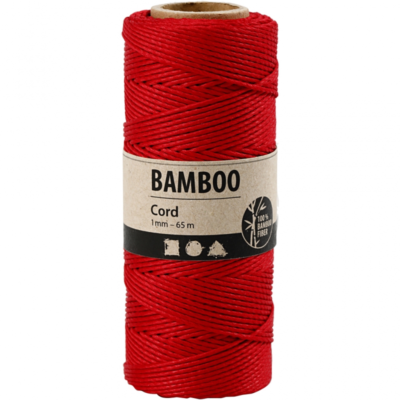 Rol touw Bamboe koord 1mm rood 65 meter