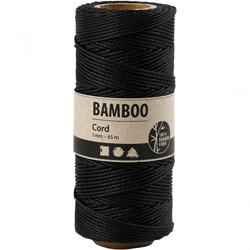 Rol touw Bamboe koord 1mm zwart 65 meter