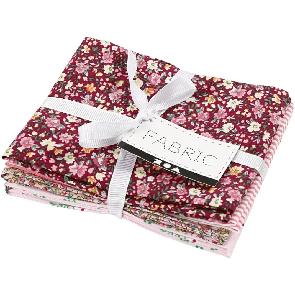 EDGEAM Stoffen om te naaien, 50 x 50 cm, katoen, patchwork, pakket, quiltingstoffen voor quilten, doe-het-zelf, handwerk, scrapbooking, 8 stuks (roze