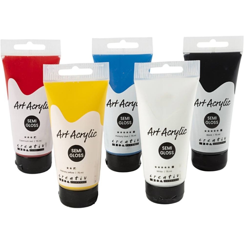 Pigment Art school acrylverf diverse kleuren 5 x 75ml