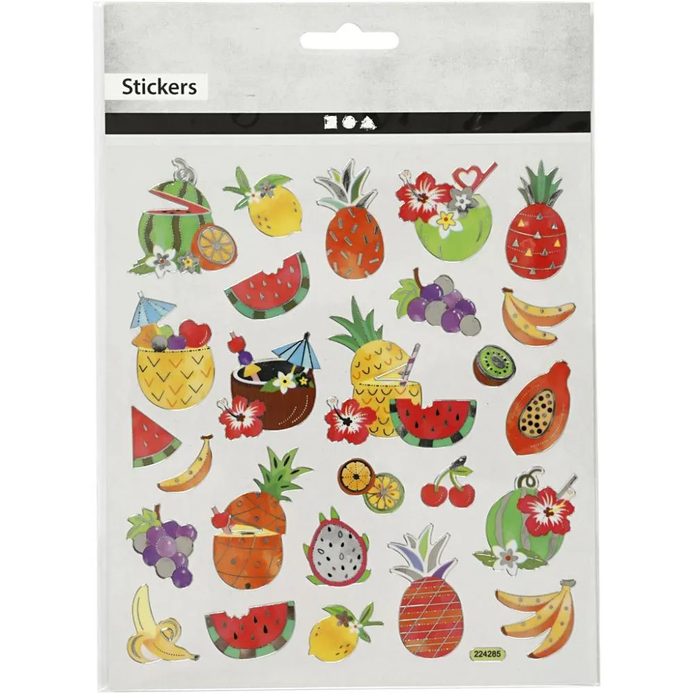 Stickers zomer fruit folie details 15x16,5cm - 1 vel