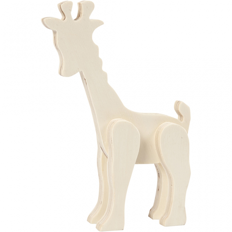 Houten Dier figuur giraf 19 cm 1 stuk