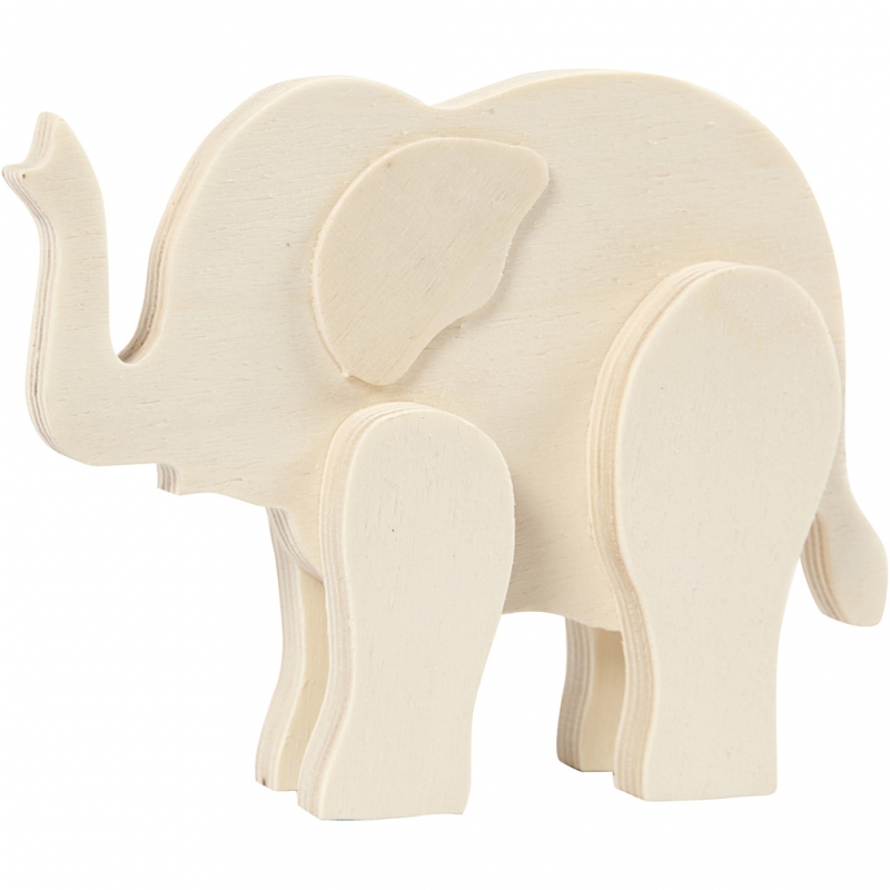 Houten Dier figuur olifant 16 cm 1 stuk