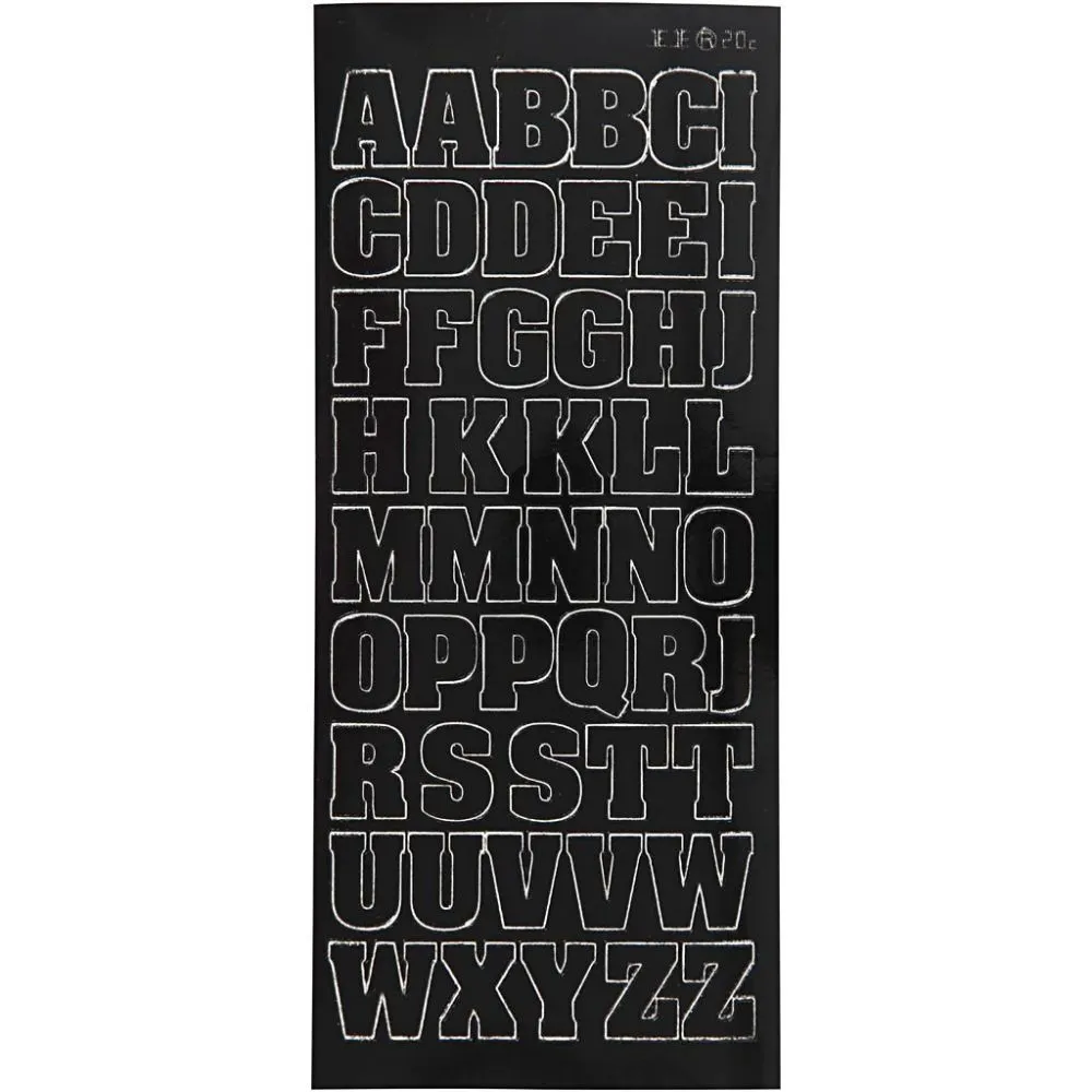 Stickers grote hoofdletters zwart 10x23cm - 1 vel