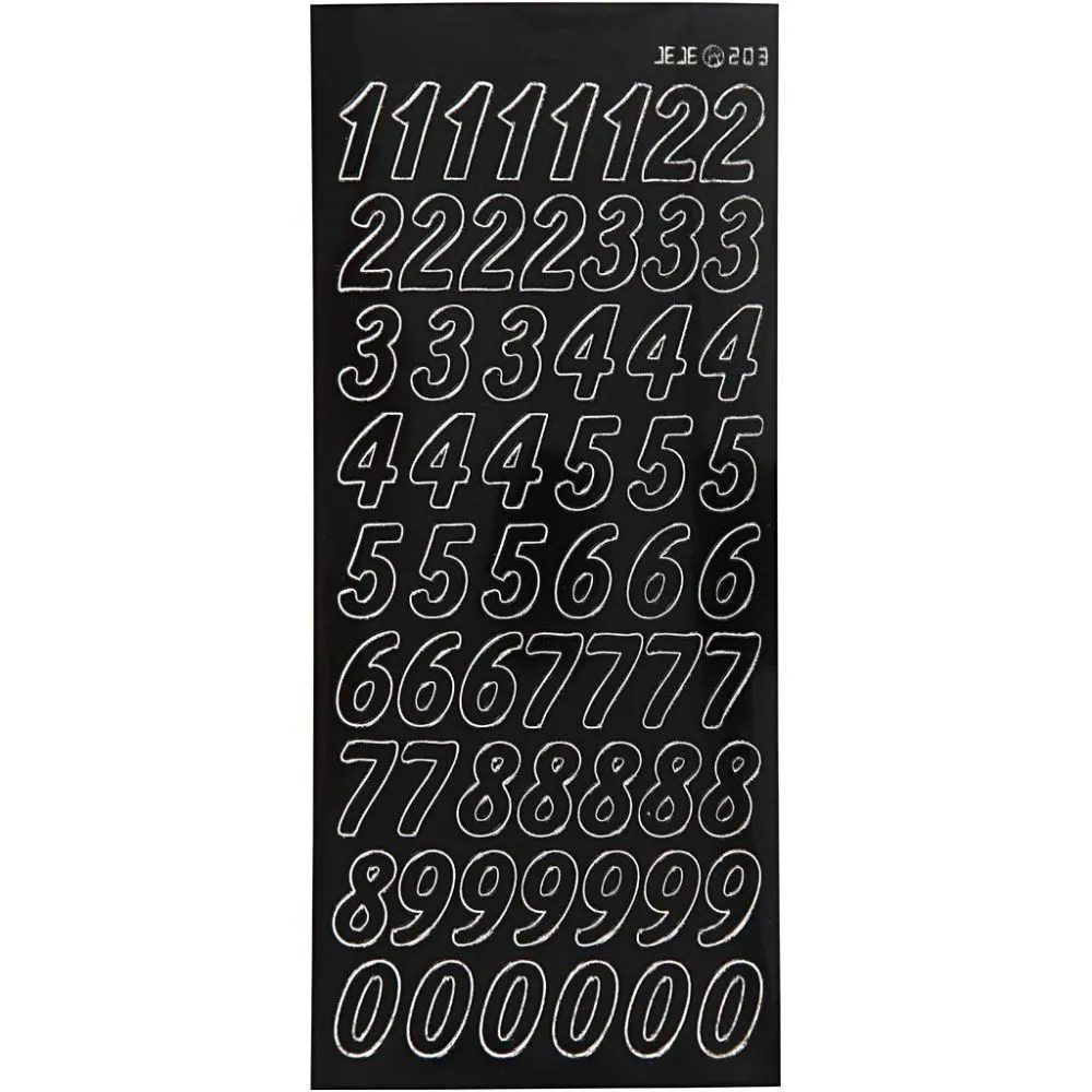 Stickers grote cijfers zwart 10x23cm - 1 vel