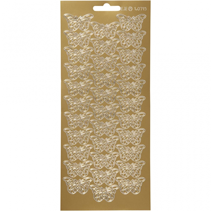 Stickers vlinders goud 10x23cm 1 vel