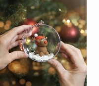 Knutselpakketje kunststof kerstbal klei rendier - 1 set