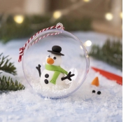 Knutselpakketje kerst kunststof kerstbal klein sneeuwpop - 1 set