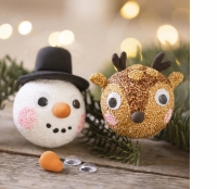 Knutselpakketje kerstballen Rendier sneeuwpop - 1 set