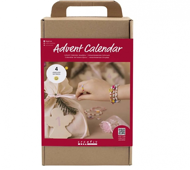 DIY Adventskalender 4 x geschenkzak gevuld met sieraden materialen - 1 pakket