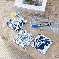 Hobbyset Porseleinen Onderzetters Blauw 3 stuks